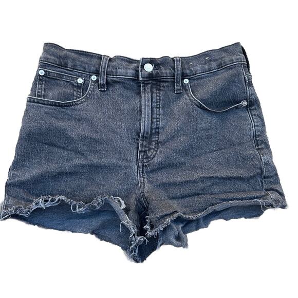 Madewell The Perfect Jean Short High Waisted Distressed Hem Black Size 29 - Picture 1 of 7